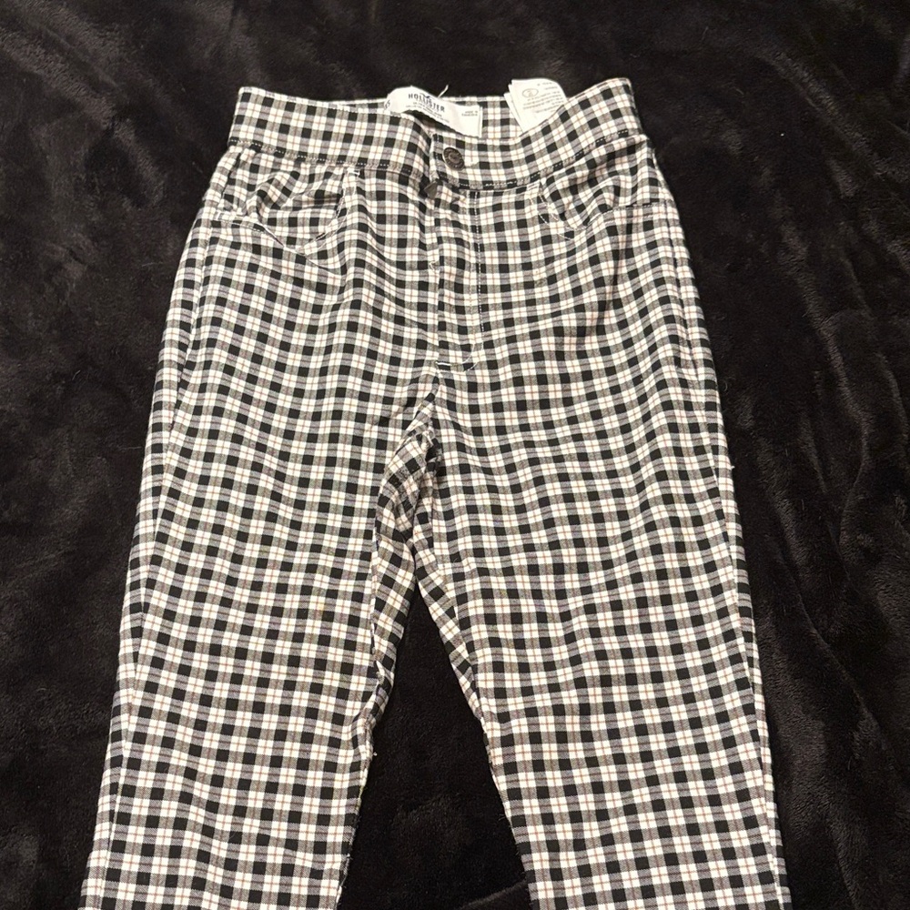 Hollister Black and White Checkered Women's Trousers